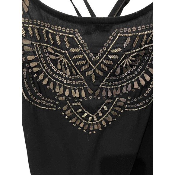 Abercrombie & Fitch Navy Beaded Boho Cami Spaghetti Strap Tank Top Size XS - Picture 4 of 15